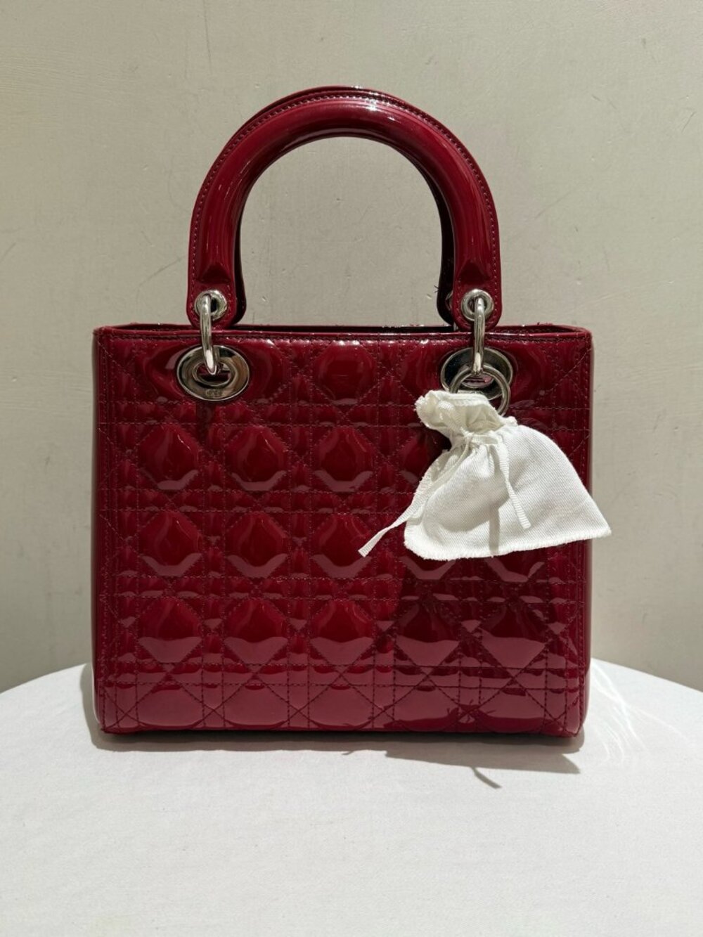 Dior Lady Dior Red Patent Leather 5-Cannage Handbag